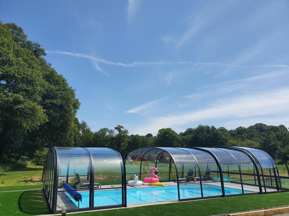 Gites De Maner Ster - Le Frene Piscine Ou Le Chene Piscine Et Spa Privatif Cleden-Poher Ngoại thất bức ảnh